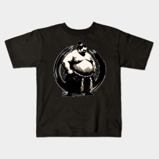 Sumie Enso Circle Japanese Brushstroke Sumo Wrestler Kids T-Shirt